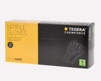 Cimdi nitrila TEGERA Chemforce 84520, melni, 25 p.